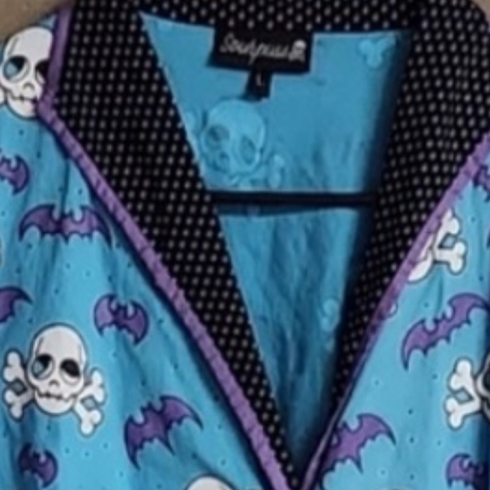 ✨Reduced SOURPUSS midi dress -purple bats & white skulls - Retro, pin up, gothic